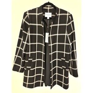 New Carolina Belle Montreal Women's Open Front Blazer Coat Jacket Black/White XL